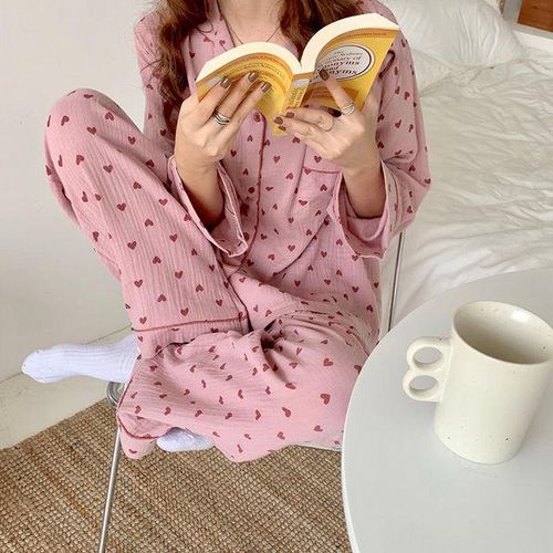 Shanghai Story Women's Gauze Pajamas Set Cotton Solid