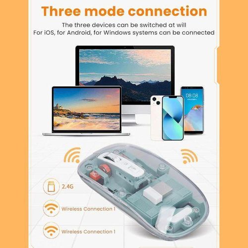Generic Transparent Multi Device Wireless Bluetooth Mouse Rechargeable Mouse Silent Mouse - image 2