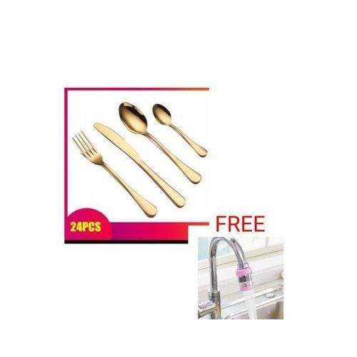 product_image_name-Generic-24 Pcs Gold Plated Cutlery Set + Free Water Purifier-1