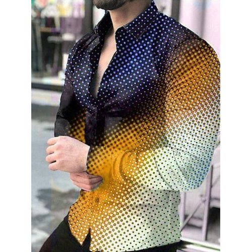 Men's Shirt Lapels Leopard Print Long Sleeve Tops Autumn Casual 