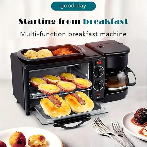 Lronsit Breakfast Maker 3 In 1 Breakfast Station Coffee Maker Non-Stick Griddle Oven - image 2