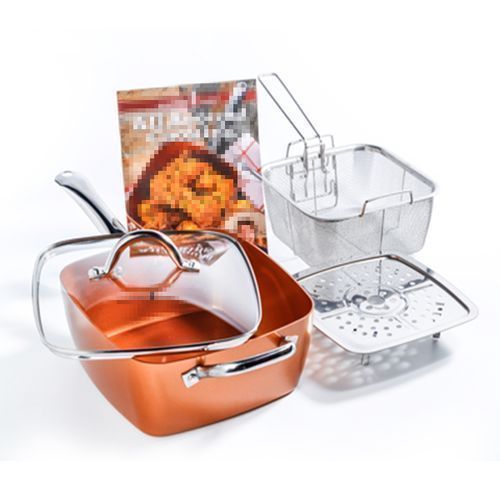 deep copper square pan with lid