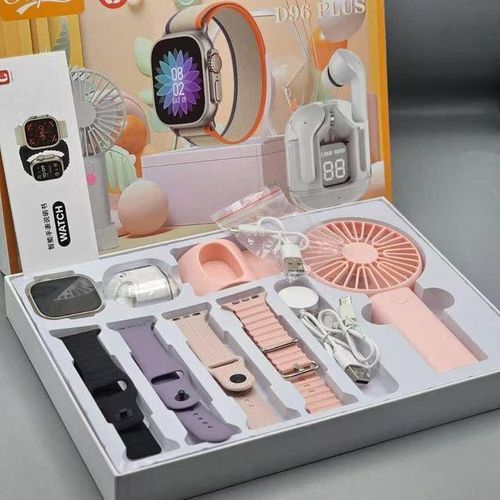 Generic D96 Plus SmartWatch Amoled Display With mini Fan, earbuds and multiple straps for iPhone & Android