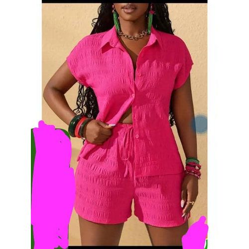 product_image_name-Fashion-Women's 2 Piece Of Shirt & Short - Pnk-1