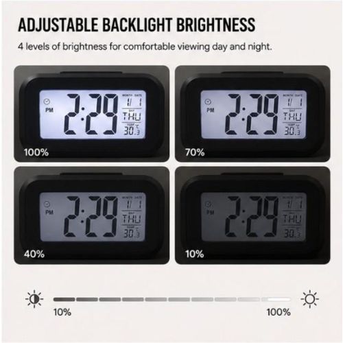 Generic Mini Digital Alarm Clock with Large LCD Display, Temperature, Calendar, Snooze & Adjustable Backlight for Bedside Desk - image 4