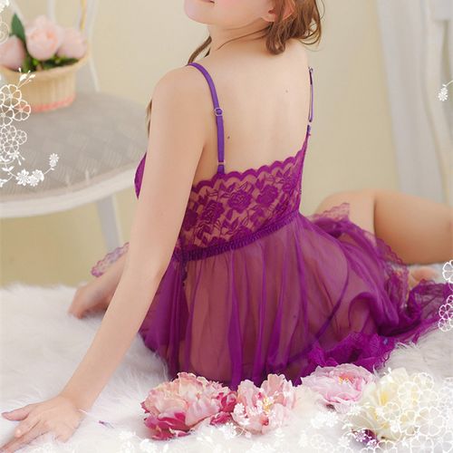 STJDM Nightgown,Women Homewear Female Cotton Purple Sexy Sleepwear  Nightdress Lace Nightwear Nightgown Luxury Gown S Pink