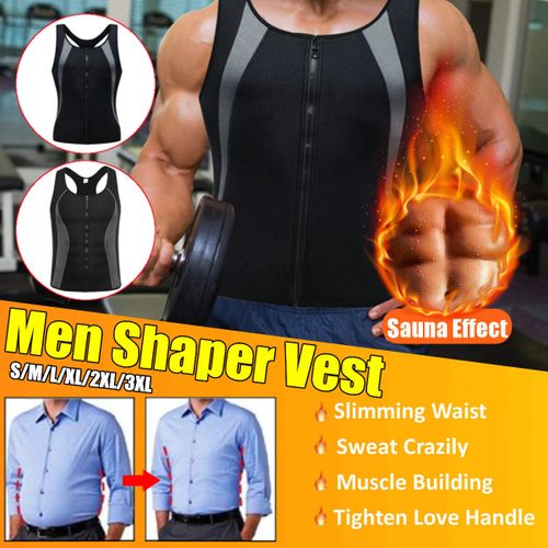 Generic Men's Sweat Waist Trainer Zipper Weight Loss Neoprene Body Shaper  Slimming Int:3XL