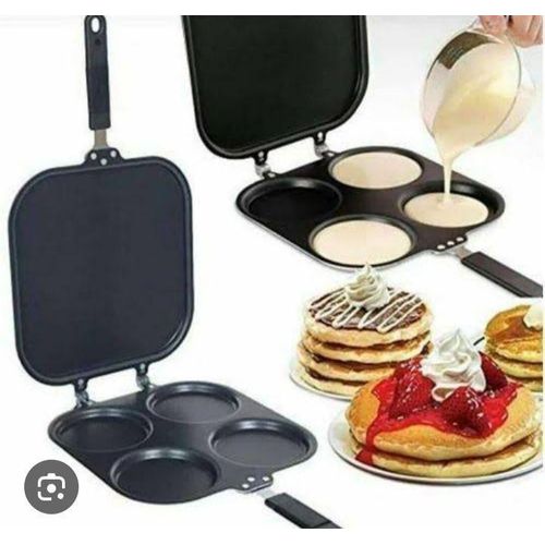 Generic 4-Hole Non-Stick Double Sided Flip Pancake Maker & Egg Frying Pan