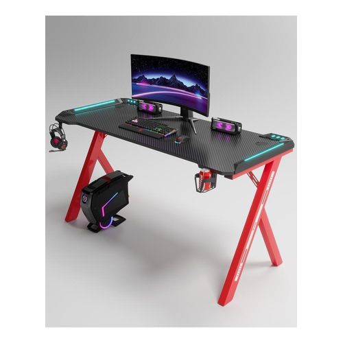 product_image_name-Generic-Modern R Shaped RGB Led Lights Gaming Table 1.2Mtr (Black/Red)-2