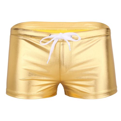 Fashion (Gold)iiniim Mens Male Lounge Underwear Shiny Metallic Gym Casual  Night Party Shorts Elastic Waistban Boxer Shorts Clubwear Costumes WEF