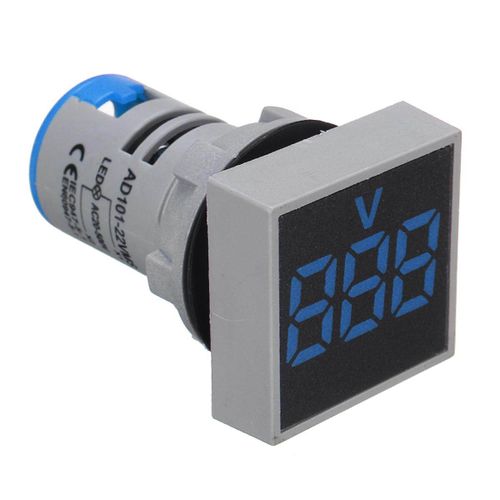 Generic 22MM AC 20-500V LED Voltmeter Voltage Meter Indicator Light Digital Blue Blue - image 2