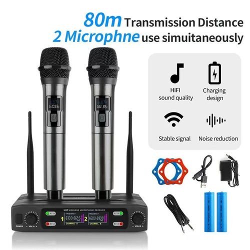product_image_name-YUUIKLLE-Professional 2 channel professional microphone system with 2 wireless portable microphones, Wireless Karaoke Microphone,perfect for meetings, parties, church, church, DJ, wedding, family KTV-1