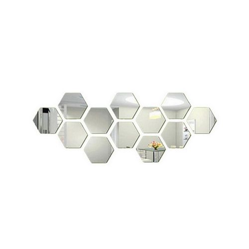 12 Piece 3D Hexagon Acrylic Mirror Wall Stickers DIY Art Decoration Mural  Stickers Home Decor Living Room Mirror Sticker Decorative Mirror 