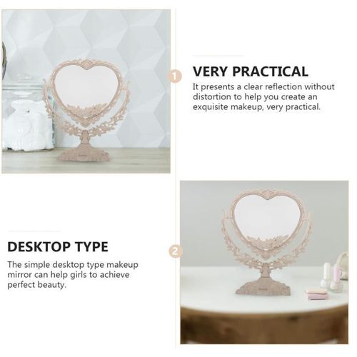 product_image_name-Generic-Retro Table Mirrored Double Side Rotation Makeup Cosmetic Heart-shaped Rotation Makeup Cosmetic,Mini Table Makeup Decorative Mirror-3