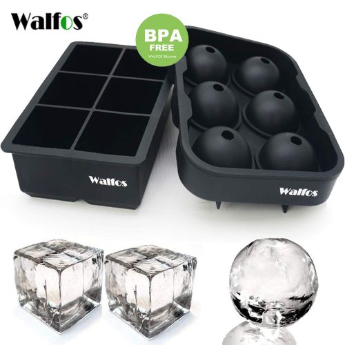 2pcs Gray Square Silicone Ice Cube Tray With Lid For Food Storage