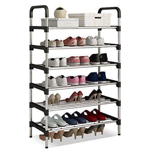 product_image_name-Rack 180-6 Step Strong Durable Shoe Rack – Black/Silver Steel (Big Pole)-8
