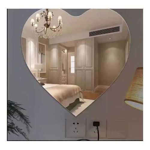 product_image_name-Generic-Chic Heart-Shaped Acrylic Wall Mirror – Frameless HD Decorative Mirror for Bedroom, Bathroom & Living Room – Easy Stick Installation-1