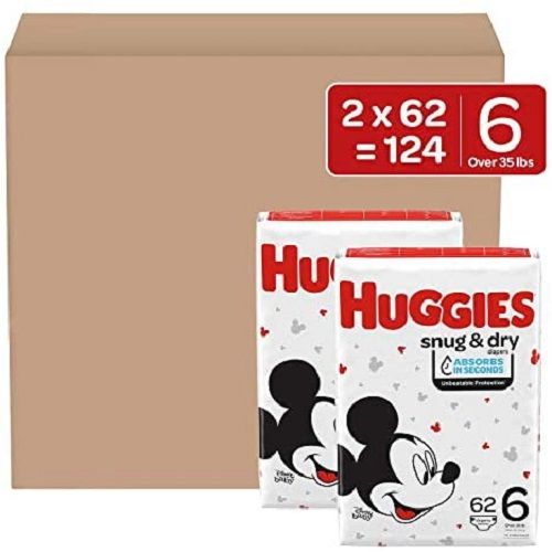 Huggies Snug & Dry Baby Diapers, Size 6, 124 Ct, One Month Supply