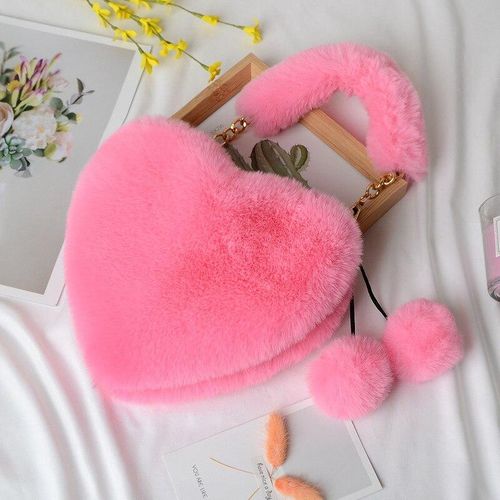 Generic Faux Fur Winter Women Handbags Cute Plush Ladies Heart Shaped Shoulder Bag Cute Female Clutch Purse Love Handbags Messenger Bag Jumia Nigeria