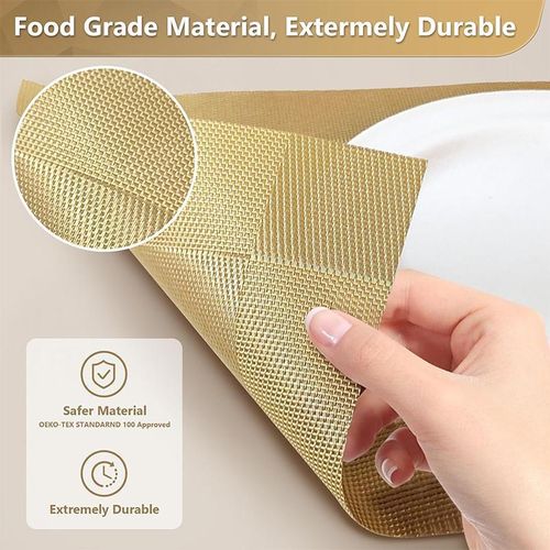 product_image_name-Generic-6 PACK  Golden Table Mat PVC Western Kitchen Dining Room Table Mat-2