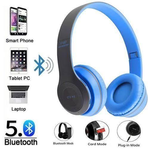 product_image_name-P47-P47. 5.0 Wireless Bluetooth Stereo Foldable Headphone, Headset P47. ( BLACK / Blue )-4