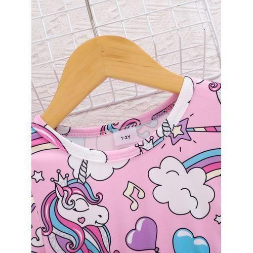 product_image_name-Catpapa-1-8Years Kid Girls Cartoon Printing Flutter Sleeve Dress-2