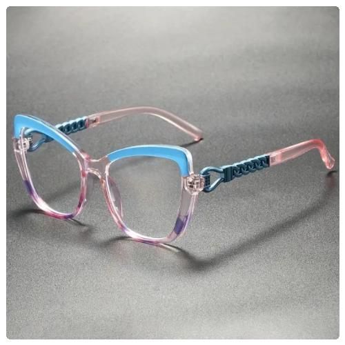 product_image_name-Fashion-Blue Pink Cat Eye Tr90 Plastic Titanium Optical Eyeglasses-3