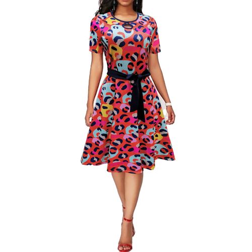 Fashion Colorful Dresses Fashion Woman Dress Knee Length Summer