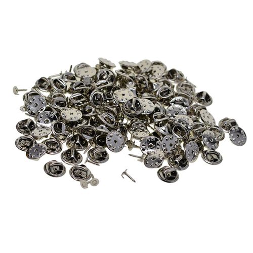Generic 100 Sets Silver Metal Tie Tacks Pin Backs Replacement With Blank  Pins