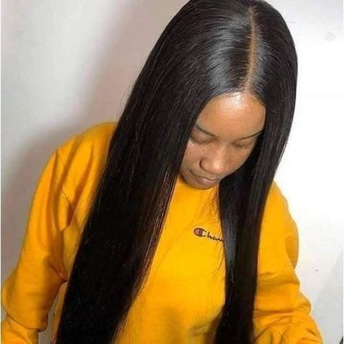 product_image_name-Fashion-Black Long Bone Straight Hair Wig With Closure-1