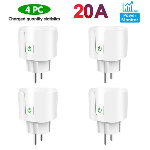 Smart Plug WiFi Socket EU 16A/20A With Power Monitor Timing Function APP  White