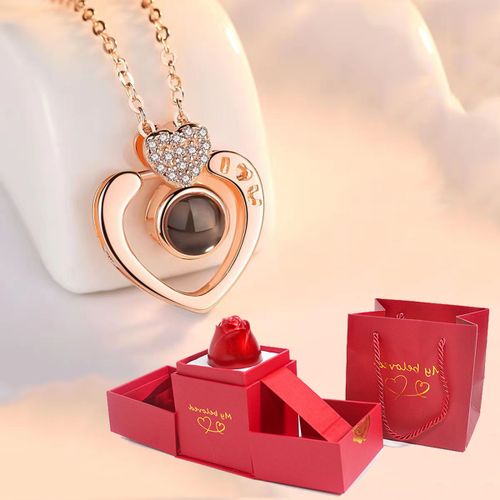 Rose gold necklace i love you sale