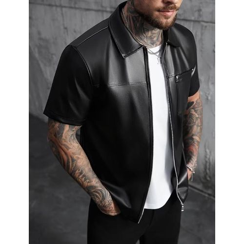 Jaop Luxury Faux Leather Zip Through Jacket - Black - image 2
