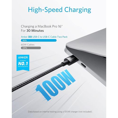 Anker 333 USB-C to USB-C Charging Cable (1.8m), 100W USB 2.0 Black