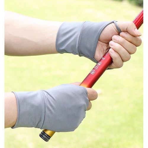 Generic Fishing Gloves Summer Men's Ice Silk Sun-Proof and Breathable Thin  Half Finger Cycling and Driving Lure Uv Protection Open Finger