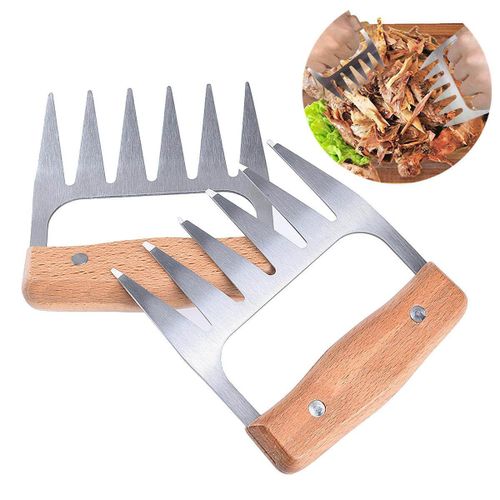 Bear Claws Stainless Steel BBQ Meat Shredder Claws with Wooden