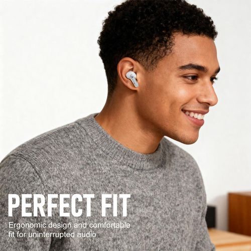 BHW Air39 TWS Wireless Earbuds Transparent Case LED Display - White - image 8