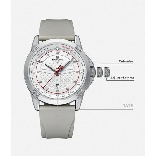 Naviforce Men Silicon Strap Watch - Light Grey - image 3