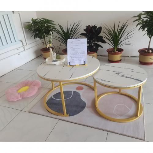 product_image_name-Generic-New Living Room Center Table - Faux Marble (MDF Wood) 2 In 1 Center Table-2