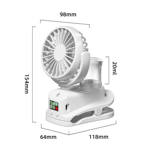 product_image_name-Generic-Rechargeable Clip-On Misting Fan with 3 Speeds, Digital Display, White-6