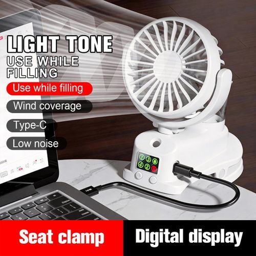 product_image_name-Generic-Rechargeable Clip-On Misting Fan with 3 Speeds, Digital Display, White-8