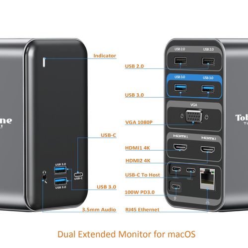 USB C Docking Station Dual Monitor, 13 in 1 Triple Display Laptop