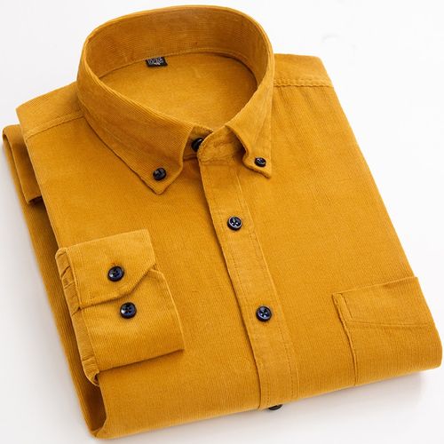 Fashion Cotton Corduroy Shirt Long Sleeve Winter Regular Fit Mens Casual  Shirt Warm S~6xl Solid Men's Shirts With Pokets Autumn Quality G703 4XL