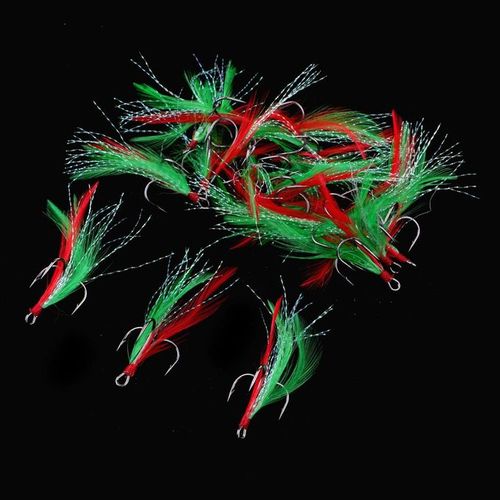 Generic Prettyia 20pcs Feather Hooks Treble Barbed SZ005