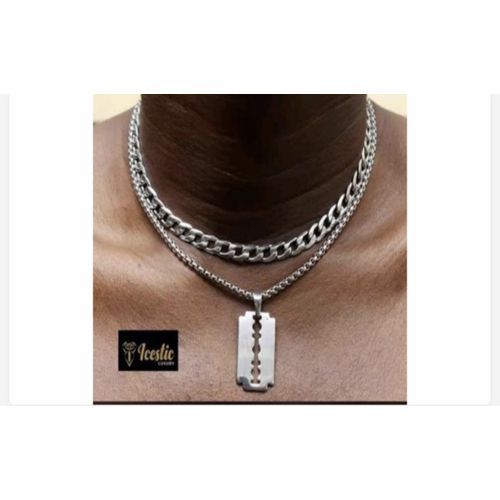 product_image_name-Fashion-Blade Pendant With Two Cuban Link Chain-1