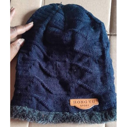 product_image_name-Fashion-Men's Warm Winter Knitted Wool Hat - Navy Blue-1