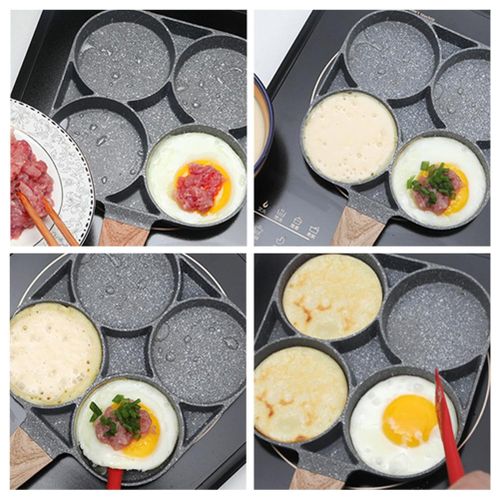 Egg Pan, 4-Cups Non-Stick Frying Pan, Multifunctional Omelet Pan, Gray