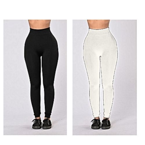 Fashion 2 In 1 High Waist Slimming Leggings - Black & Grey