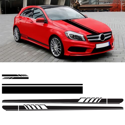 3 pcs car door side skirt long stripe auto hood decoration sticker