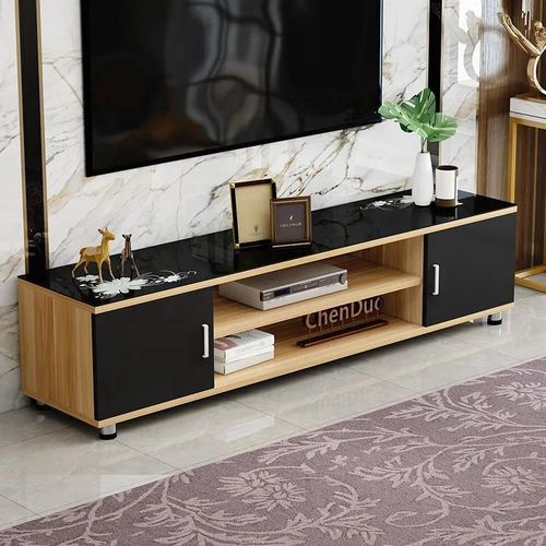 Generic Multiple Cabinet Wood-Black Floor TV Stand